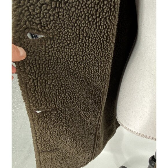 L.L. Bean Women's Faux Suede Coat Button Front Mid-Length Brown Faux Sherling LP - Picture 8 of 10